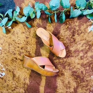 Bellamy Brown Leather Wedge Sandals